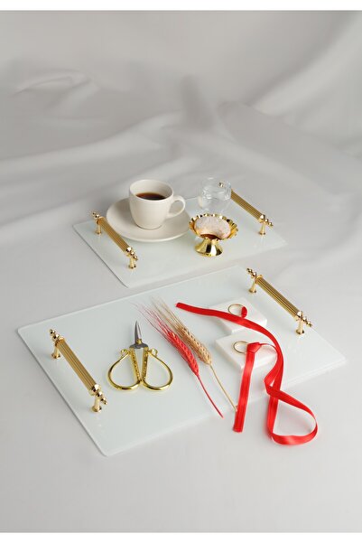 MERALP 8 bucăți 2 bucăți tavă de sticlă - maro maro și mânere dreptunghiulare...