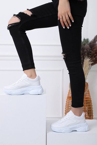 ALTUNTAŞ Pantofi sport casual unisex albi - pantofi cu toc