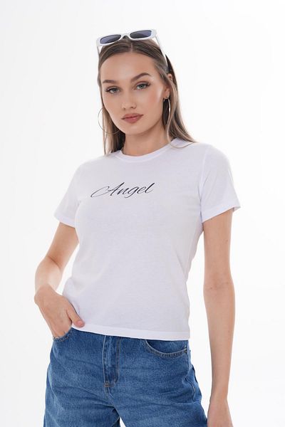ŞİMAL Tricou de damă cu imprimeu text cu decolteu 250107   -