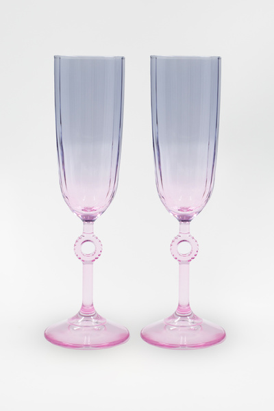 Rakle La Belle Vie 2'li Şampanya Kadehi Seti Pembe-Füme 150 cc