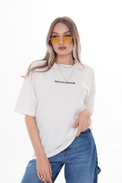 ŞİMAL Tricou oversize pentru damă, cu decolteu rotund, cu text imprimat pe față 250125   -
