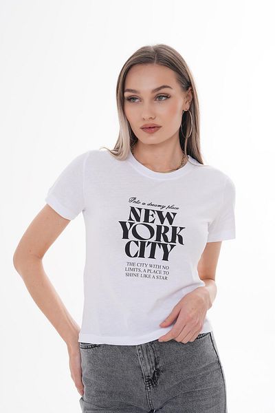 ŞİMAL Tricou de damă cu imprimeu text cu decolteu 250120   -