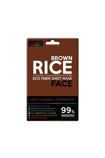 Intelligent Skin Therapy Men's Calming & Moisturizing Eco Fiber Sheet Mask Face Brown Rice