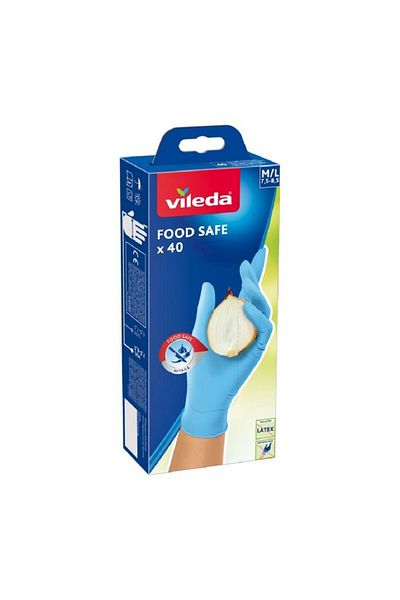 Vileda 40-Piece Food Safe Powder-Free Disposable Nitrile Gloves Medium/Large