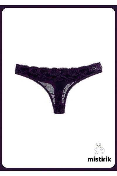 MİSTİRİK Model Masara Jumătate Dantela Confort de Utilizare Model Thong Chiloți Culoare Mov