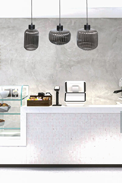 Fer Avize Nergis Modern 3lü Avize Sıralı Dekoratif Camlı Mutfak Cafe Salon İç mekan