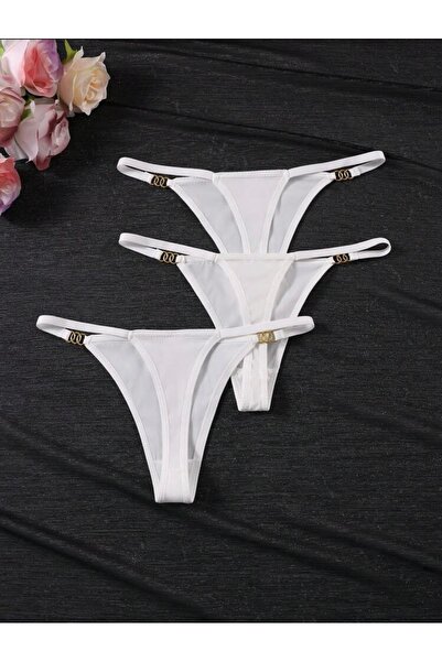 Oprah Kadın 3 Lü Paket Gold Aksesuarlı Esnek String Külot