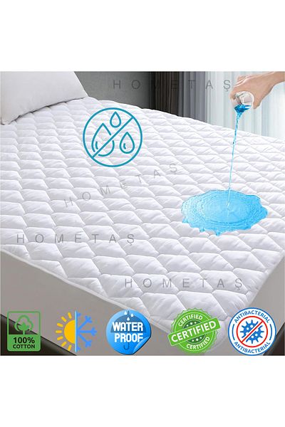 Hometaş Ev Ürünleri Quilted Fitted 100% Water Liquid Proof Cotton Mattress Protector Quilted Mattress Mattress