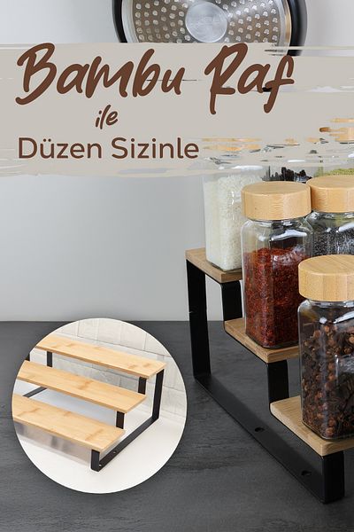 Meleni Home Ράφι οργάνωσης 3 επιπέδων Bamboo - Αξεσουάρ οργάνωσης κουζίνας μπάνιου πολλαπλών χρήσεων Βάση αρωμάτων μακιγιάζ