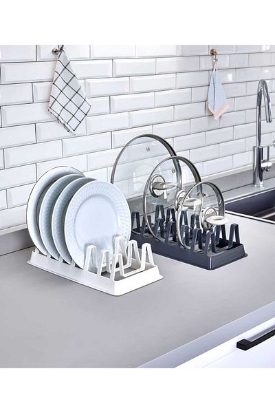 Vi Caro 6 Compartment Serving Pan Pot Lid - Plate Organizer, Hard Plastic Material 2 Pieces