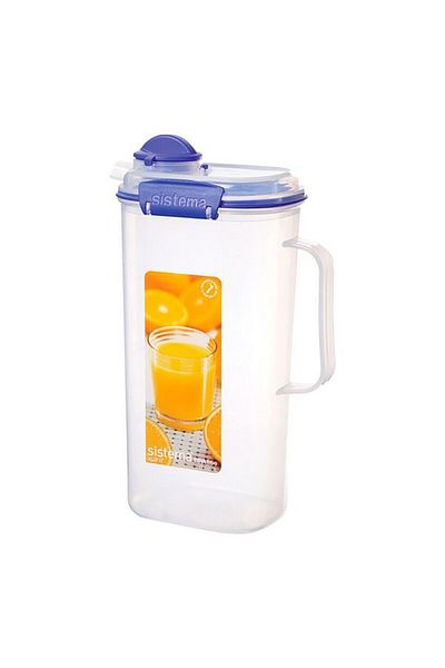Sistema Klip-It BPA-Free Dishwasher Safe Leak-Proof Juice Jug Clear 2 Liter