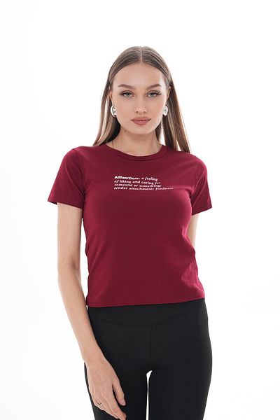 ŞİMAL Tricou de damă cu imprimeu text cu decolteu 250119   -