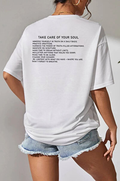 Blah Your Soul Back Printed Oversize 100% βαμβακερό γυναικείο μπλουζάκι
