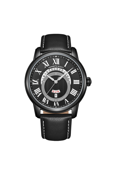 Kenneth Scott Men's Analog Black Dial Watch - K24020-BLBB