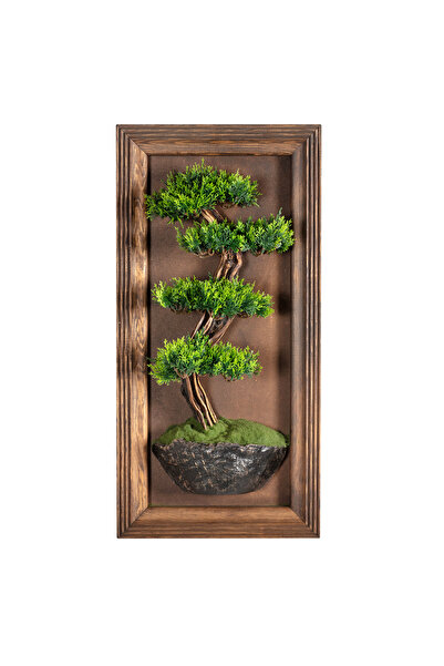 Omnia Concept Timber Bonsai Tablaeu - 1 - Masif Ahşap Çerçeveli 3 Boyutlu Yap...