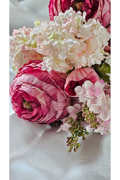 Omelas Gelin Çiçeği Yapay Çiçek Şakayık Buketi Gelin Eli Çiçeği  Soft Pembe M...