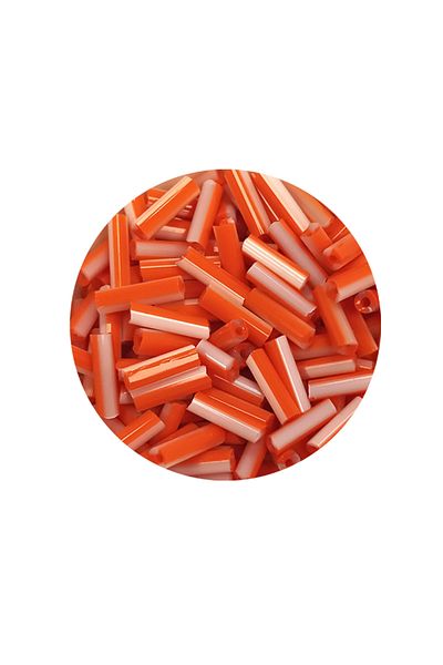 STUMBANNG Long Tube Cutting Beads Diameter 2mm Length 10mm - 60 Grams - Orange White - Bnc294
