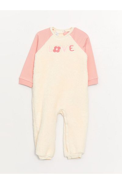 LC Waikiki Lcwk Crew Neck Long Sleeve Plush Baby Girl Romper