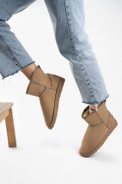 Shupe Γυναικείες Μίνι Μπότες Mink Suede Μπότες Winter Model με γούνα στο εσωτερικό