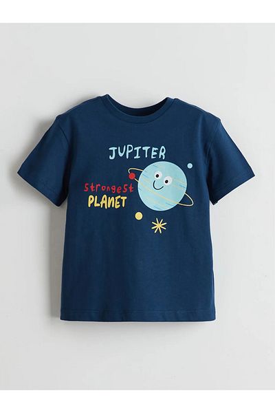 LC Waikiki LCW Kids Indigo Planets nyomtatott fiú póló