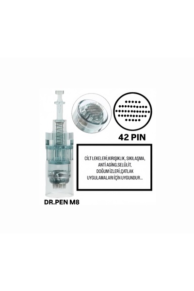 H RUN GLOBAL 1 Adet ( Dr.Pen M8 ve A6S Uyumlu - 42 PIN ) Değiştirilebilir Kartuş Dermapen Ucu ( İğne )