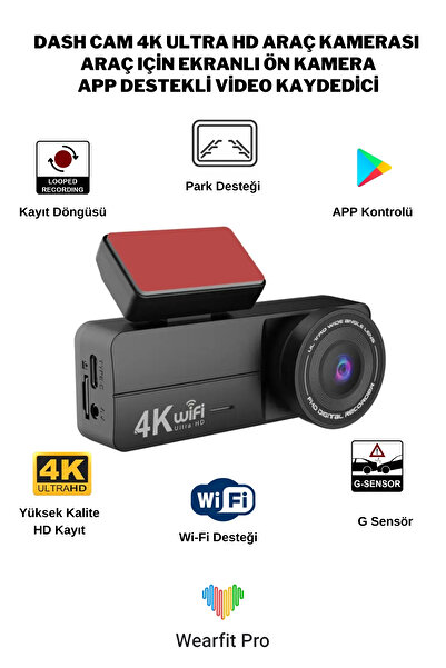 Genel Markalar Dash Cam 4k Ultra HD Araç Kamerası Kaza Güvenlik Kamerası Wifi...