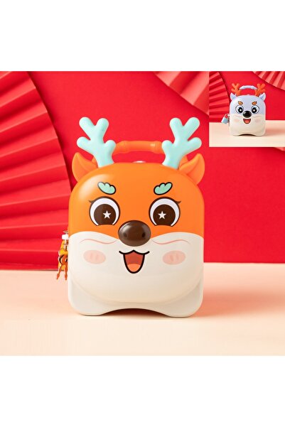 Livava Pușculiță metalică drăguță cu geantă și încuietoare, portocalie, 16x14