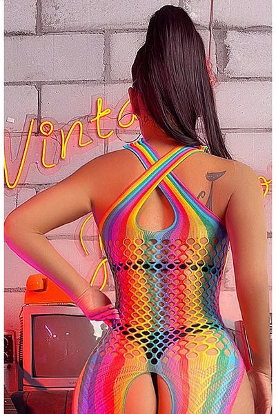 DoDe Flora Women's Colorful Special Production Halter Body Stocking Cansoy - 4590