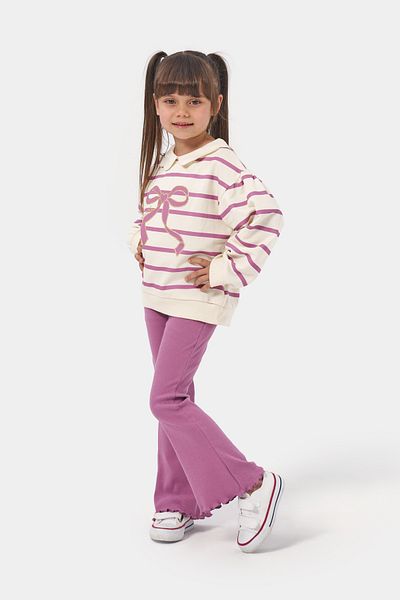 Minipodyum Girl's Striped Spanish Leg Leggings Double Set