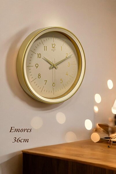 EMORES 36 cm Dekoratif Gerçek Cam  Sessiz Mekanizma Duvar Saati