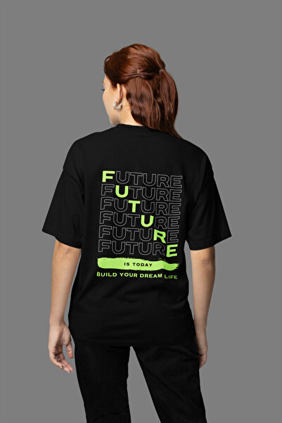 cc collection Tricou supradimensionat pentru femei cu imprimeu pe spate Futur...
