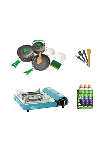 Orcamp Seramik Pro Kamp Ocak Mavi Ck-508 3 Parça Tencere Seti Out-1150 Çkb Ou...