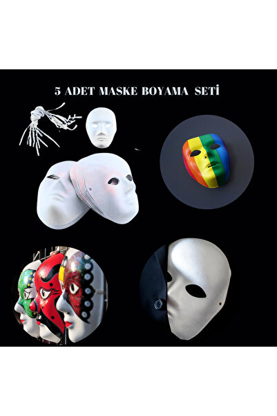 Anoffel MASKE BOYAMA SETİ 5'Lİ (5 ADET DELİKLİ MASKE + 5 ADET MASKE LASTİĞİ)