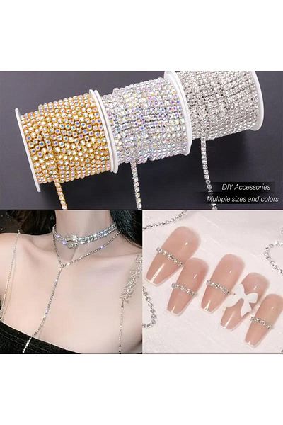 SavBrand Beyoglu Crystal Stone Decorations , Transparent Beaded Chain for Wedding Party Decor, Clothes Decoration