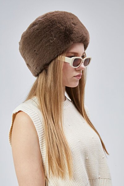 peluscum Peluş KALPAK ŞAPKA Suni Kürk Kışlık Kadın Şapkası