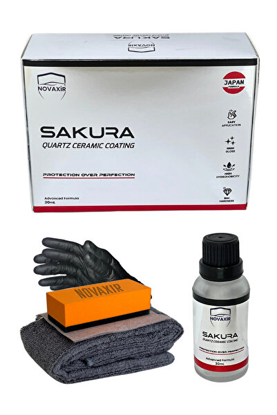novaxir SAKURA KUVARZ 9H OTO SERAMİK KAPLAMA Boya Koruma Yüksek Hidrofobiklik  3YIL Dayanım 30ml JaponFormül