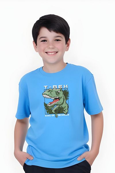 YA KO KİDS Tricou cu mânecă scurtă pentru băiat cu imprimeu dinozaur