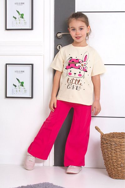 tunays shopping Spanish Leg Leggings Pants Rabbit Buckle Printed Oversize Tshirt Girls' Bottom Top Set