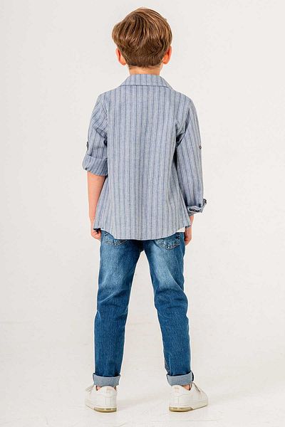 Gold Class Kidswear 3-Piece Boy's Shirt Suit with Stripe Patterned Jeans
