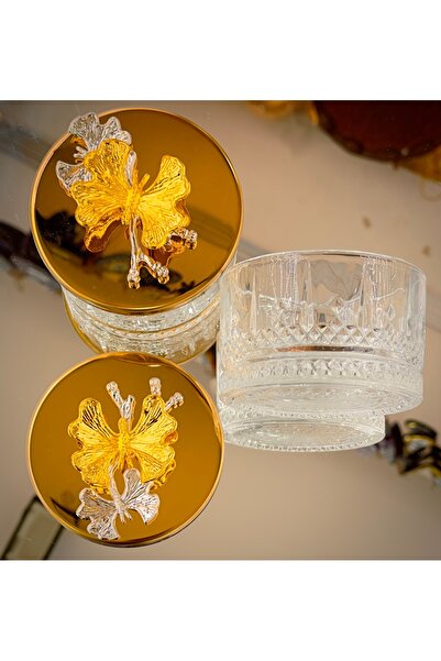DUKKANI ISTANBUL Butterfly Snack Set Set with 3 Trays Gold