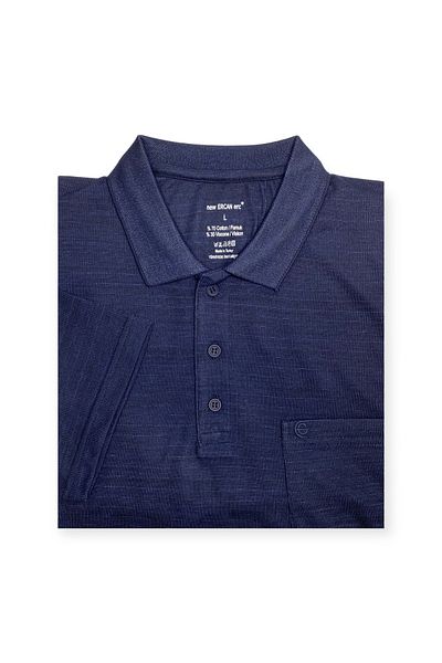 Sadık Collection Ercan Ανδρικό χτενισμένο βαμβακερό ύφασμα μεγάλου μεγέθους με λαιμόκοψη με κοντό μανίκι Indiğo χρώμα V-9 0157