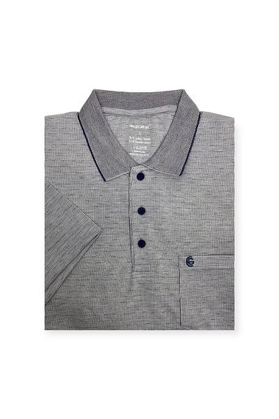 Sadık Collection Ercan Ανδρικό χτενισμένο βαμβακερό ύφασμα μεγάλου μεγέθους με κοντό μανίκι με τσέπη γκρι χρώμα V-4-5