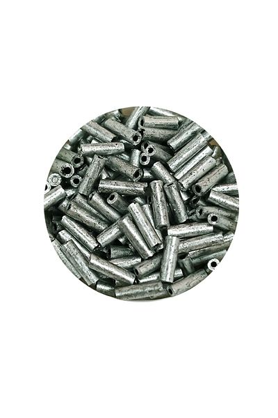 STUMBANNG Long Tube Cut Beads Diameter 2mm Length 10 mm - 60 Grams - Patterned Silver - Bnc283