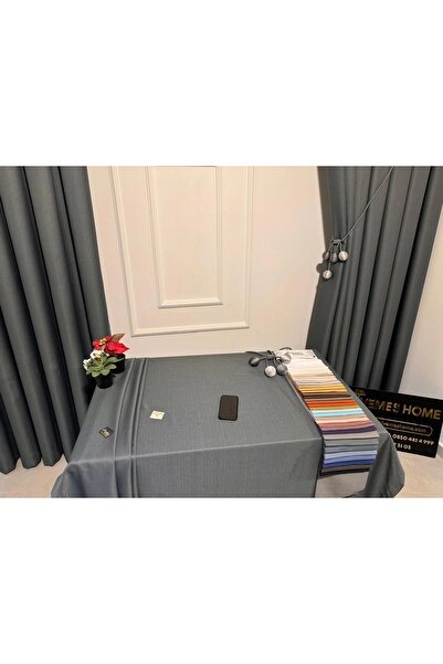 NİVEMESHOME مفرش طاولة من الكتان باللون الرمادي مقاس 140×220