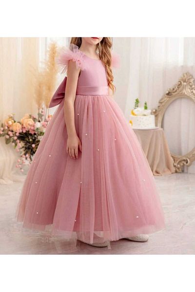 NSMLİFE Φόρεμα για κορίτσια Princess Φόρεμα γενεθλίων αποφοίτησης με μακρύ μανίκι με πέρλες