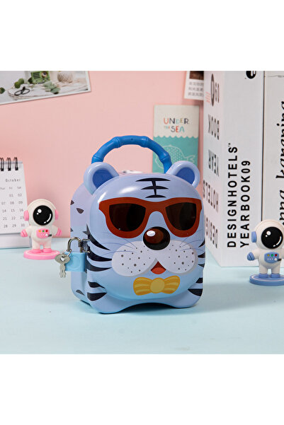 Livava Pușculiță metalică cu geantă și încuietoare, albastră, 16x11-