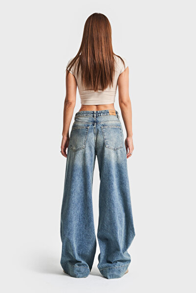 its basic Dámské T.Džíny Barva 12S5-65 Super Palazzo Fit 100% Koton Džínovina se středním pasem