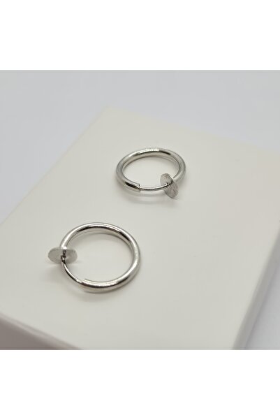 Set Stainless Steel Compression Fake Perforation Free (12 mm) Hoop Earrings (Thickness:1 mm)