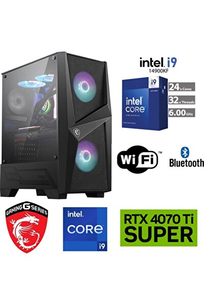 MSI 16GB Rtx 4070Tİ Süper – Gaming Pc Ddr5 – Intel i9 14900KF– 32GB Ddr5Ram-1tb M.2 SSD – Sıvı Sogutmalı
