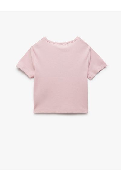 Koton Tricou crop din bumbac cu mânecă scurtă cu imprimeu inimă